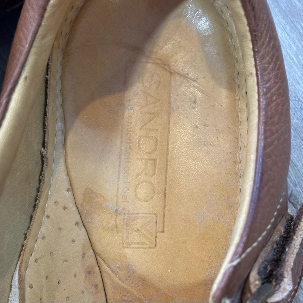 Sandro Comfort Soft Gel Casual Shoes #100035 Brown Leather Mens Size 12 D Sandal